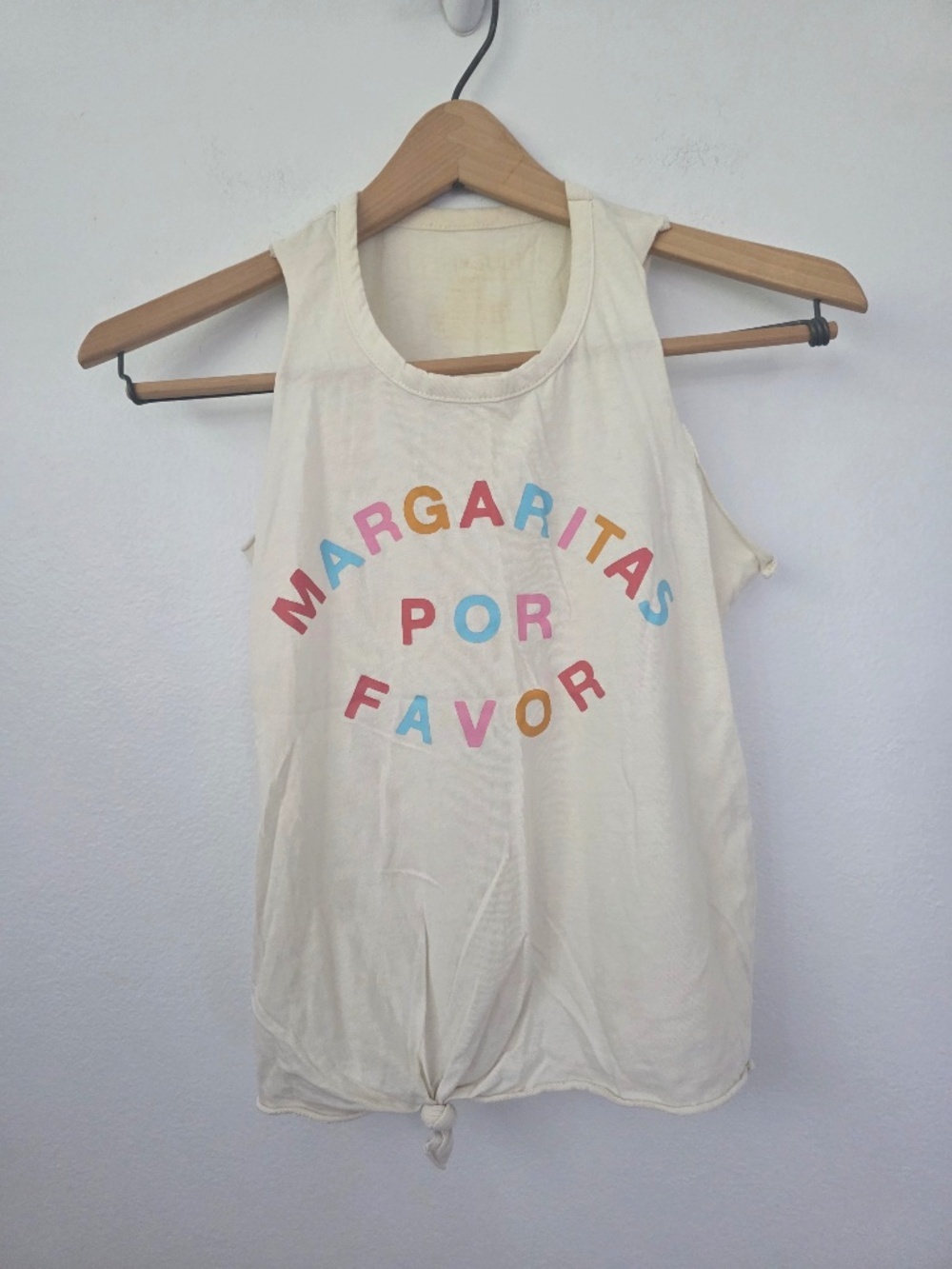 Fifth Sun Women's "Margaritas Por Favor" Tie Front Tank Top